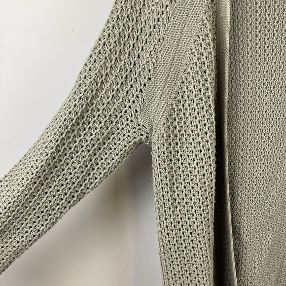 J. Jill Open Front Cardigan Sweater Womens Medium Green Open Knit Cotton Blend - Picture 4 of 7